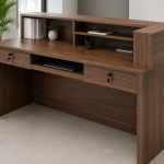 Bureau Comptoir avec Rangements et Tiroirs Intégrés