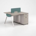 Bureau Individuel avec Cloison Séparatrice et Caisson de Rangement
