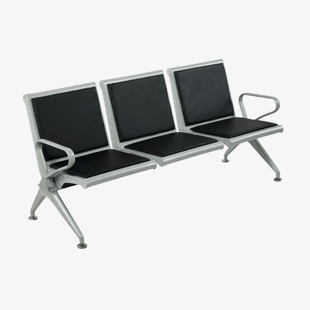 banc-daccueil-3-places-siege-de-salle-dattente-en-metal-avec-coussins.png Banc d’accueil 3 places – Siège de salle d’attente en métal avec coussins – Image 1