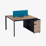 Bureau bench avec caisson fonctionnel et structure métallique